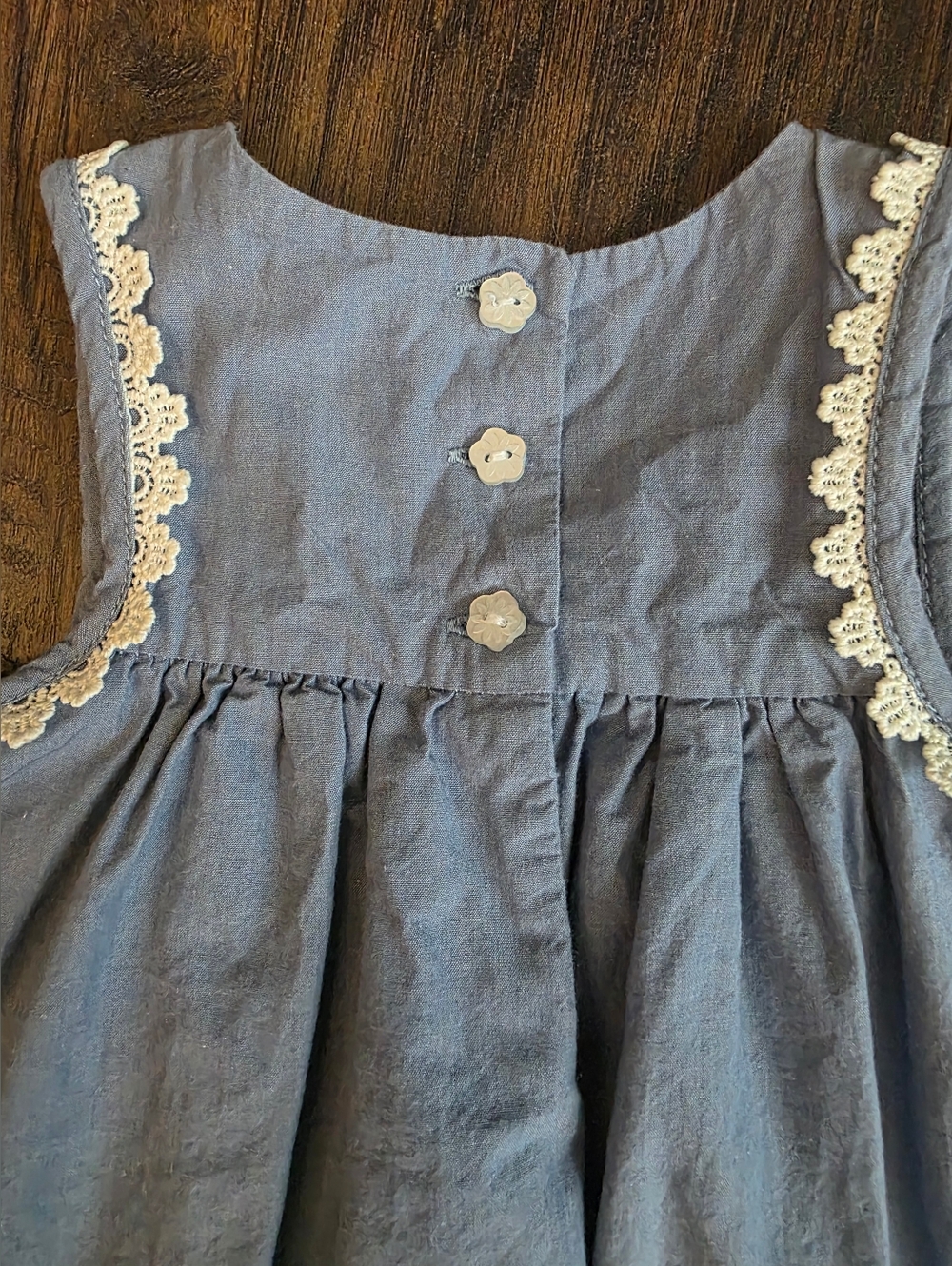 Artisan Ny Blue and Cream Lace Trim Girls Dress - Picture 6 of 6